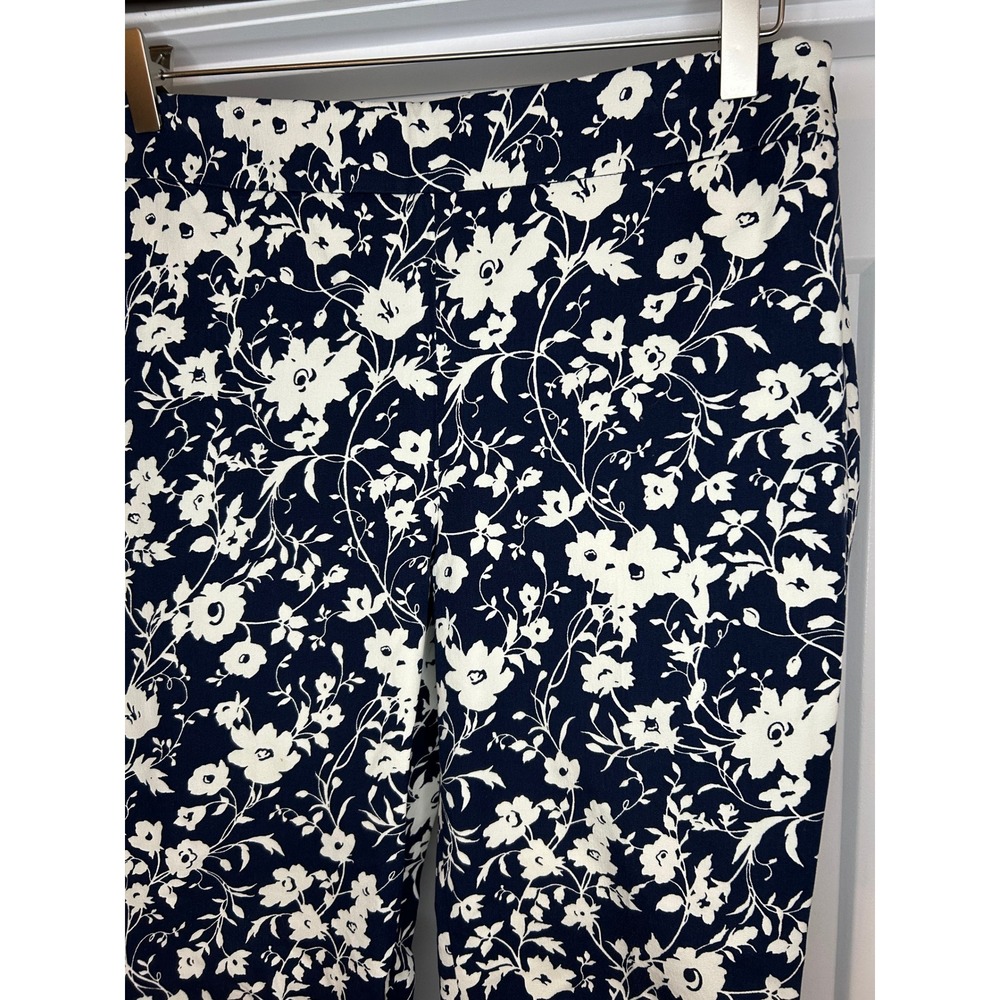 Talbots Chatham Ankle Pant 6P Navy White Floral Side Zip Stretch Cotton Trousers - Picture 4 of 10